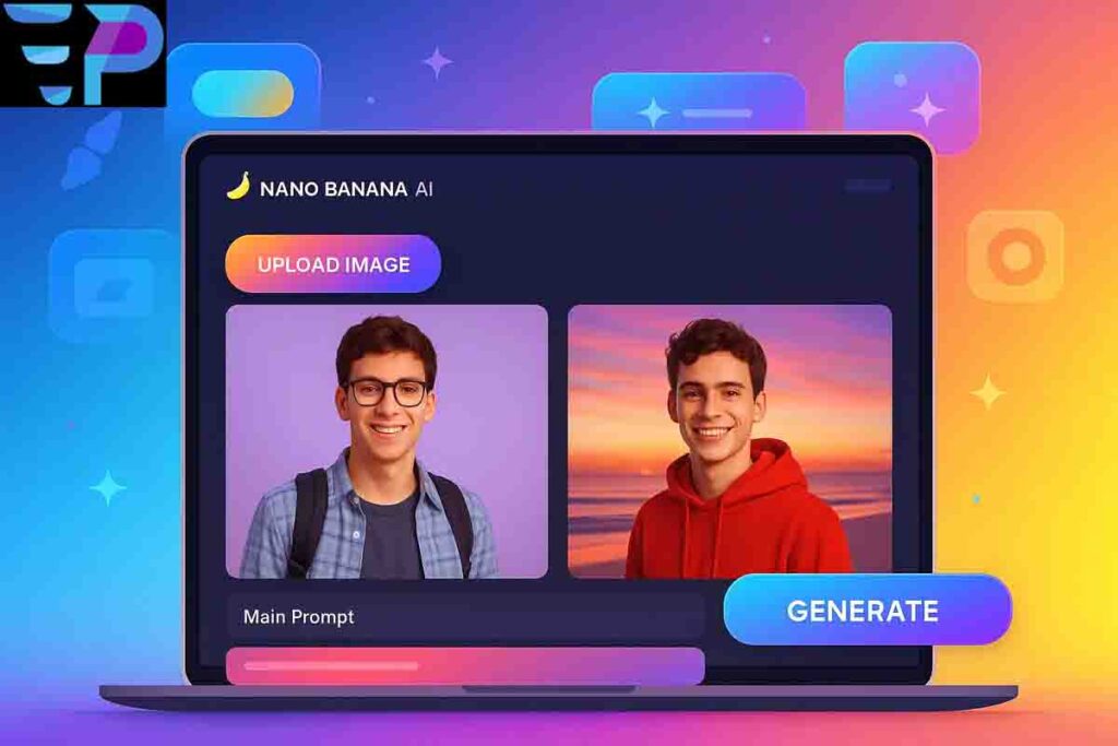 Nano Banana editing on laptop