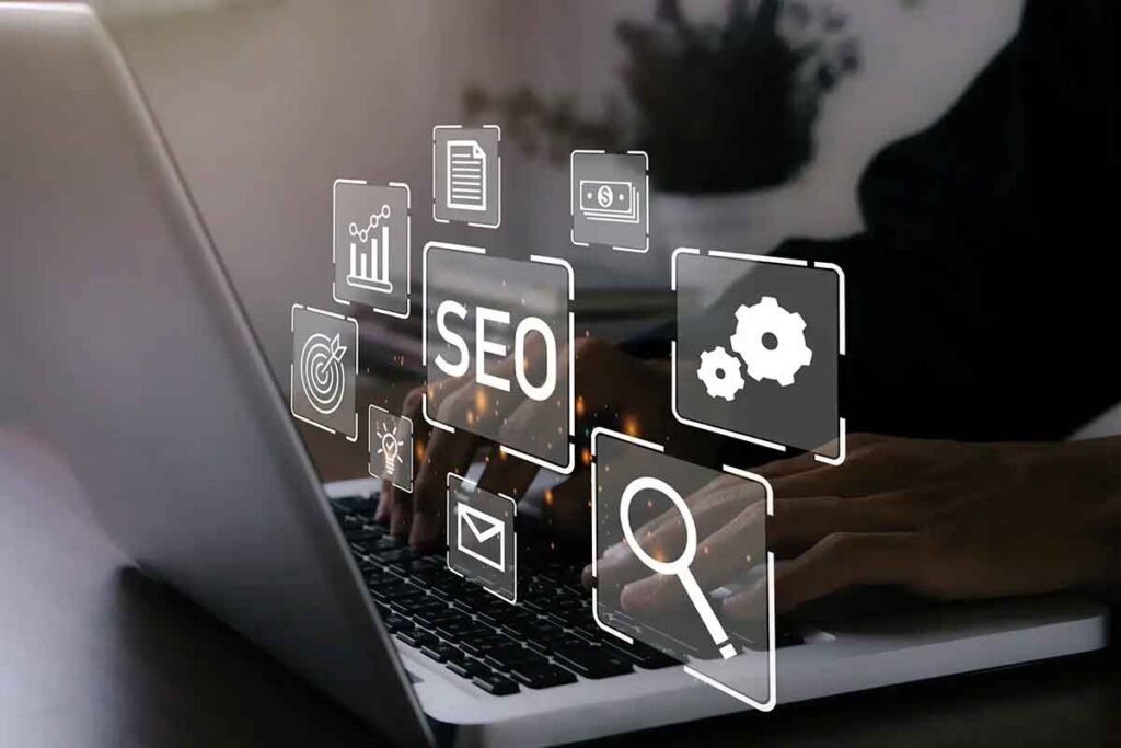 Automated SEO tools analyzing website data.