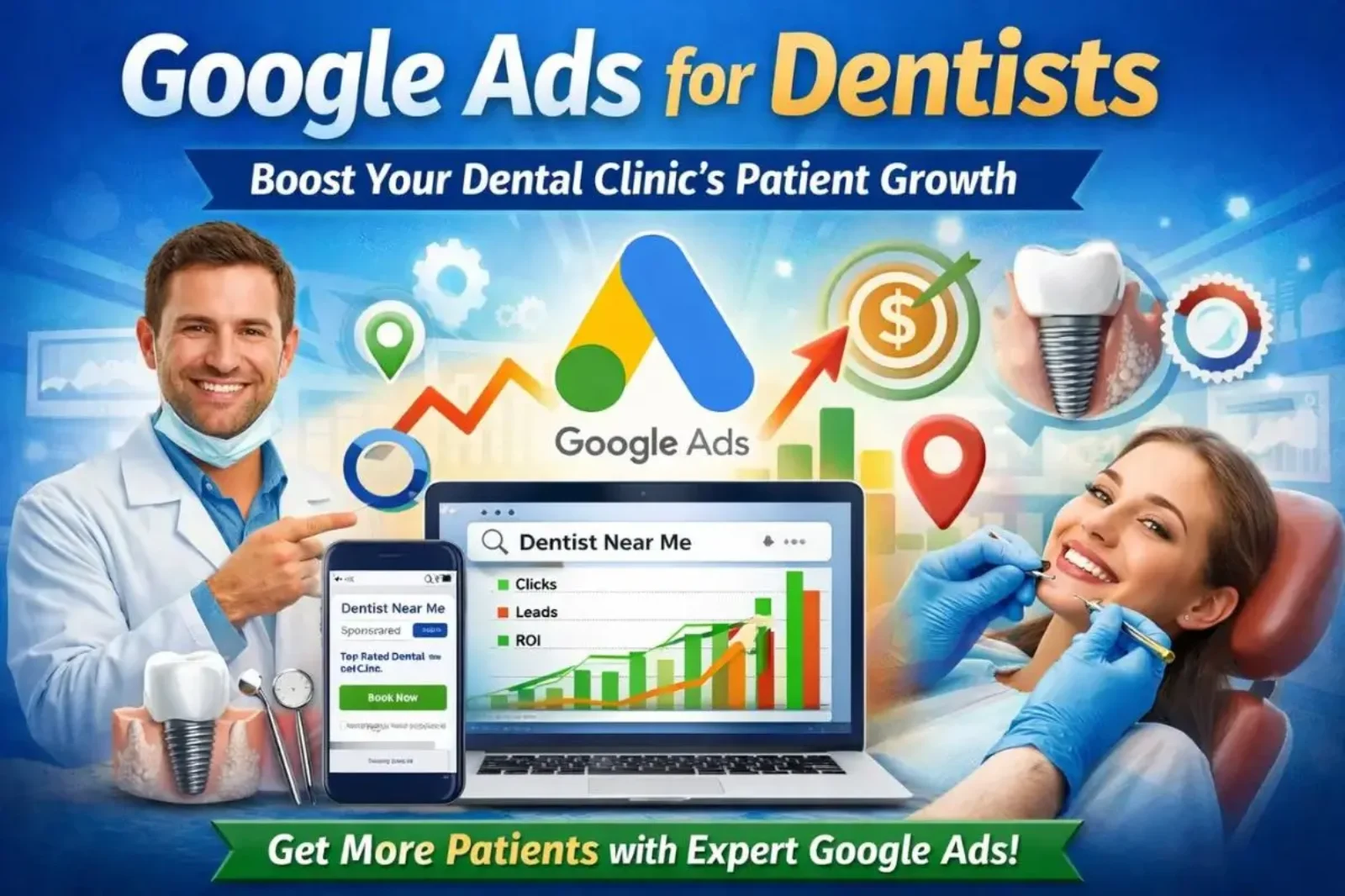 Image Represent the google ads for dentists results for the dentist clinic