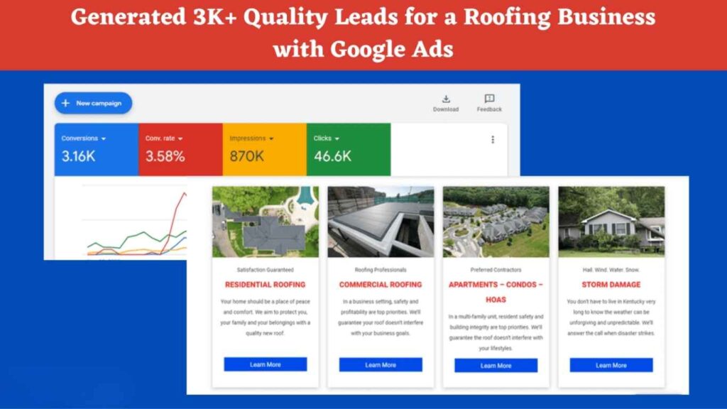 Google ads results dashboard by the ecommerce planners marketing company.
