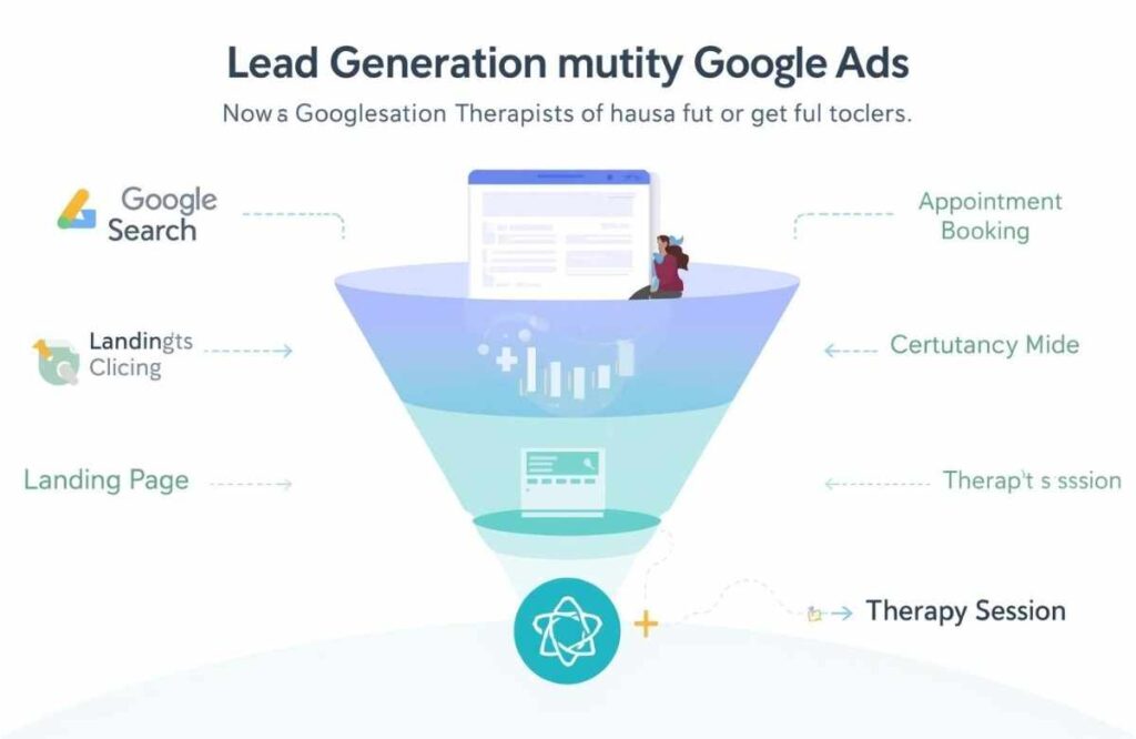 Leads funnel of google ads for the therapist for getting the leads.