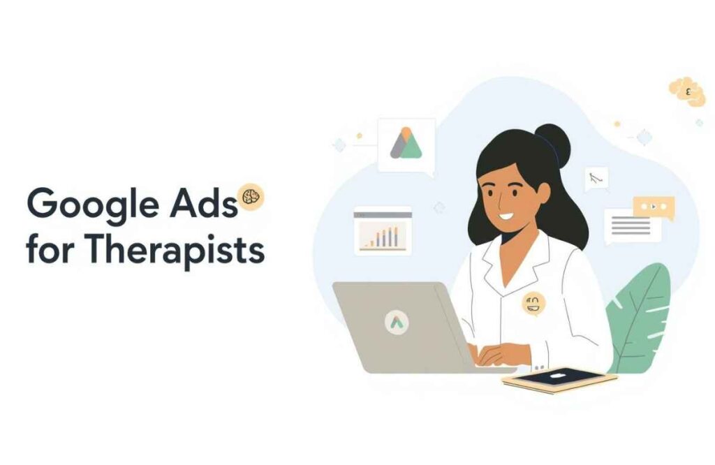 A professional women work on the google ads for getting the more patient of the therapy.